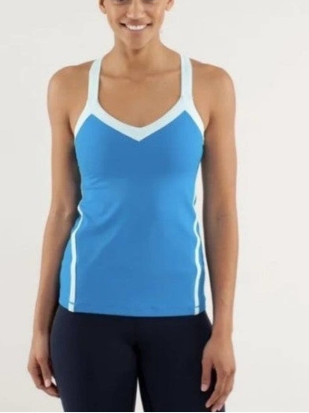 EUC  Lululemon Run Mile a Minute Tank Top: Beach Blanket Blue Aquamarine Size 8